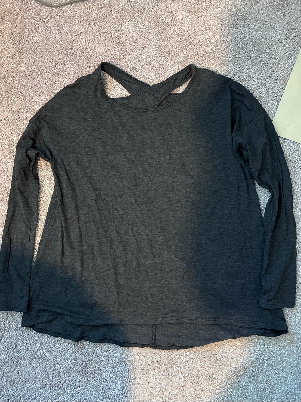 Women’s Long Sleeve Crisscross Back Top - Dark Gray